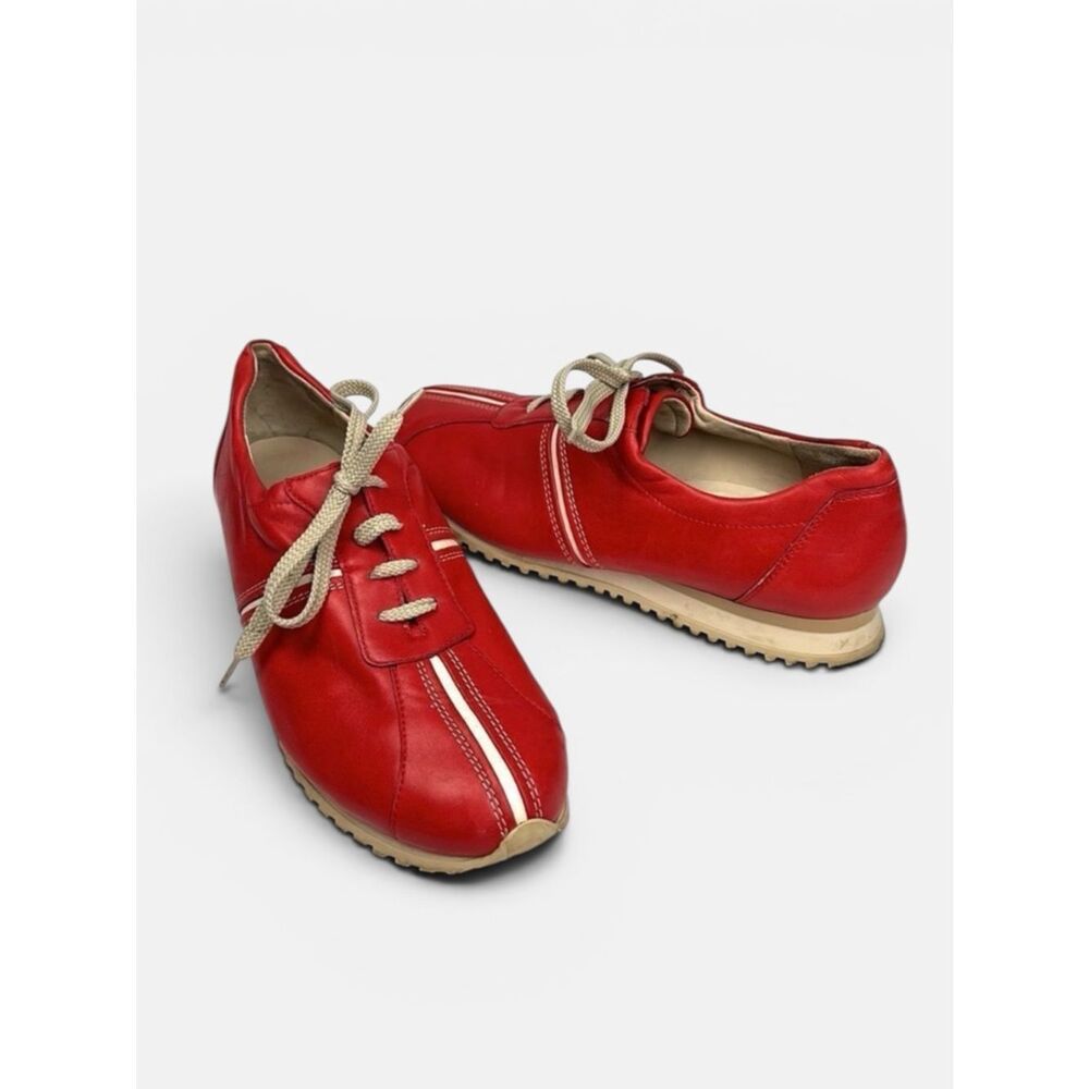 PAUL GREEN Austria Red Leather Lace Up Sneakers US 9,5